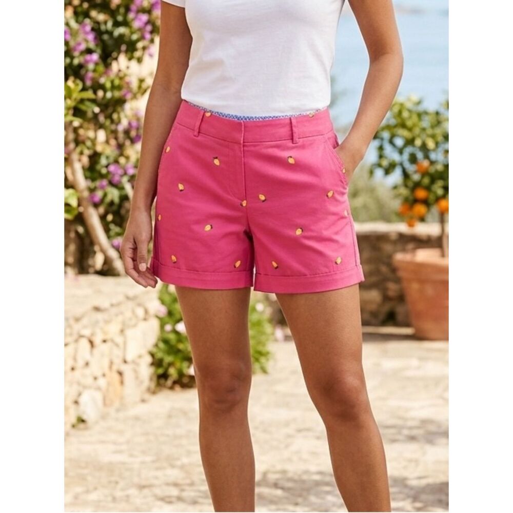 Take 50% OFF- Jones & Co New York Pink Lemon-Embroidered Women’s Shorts, Size-6